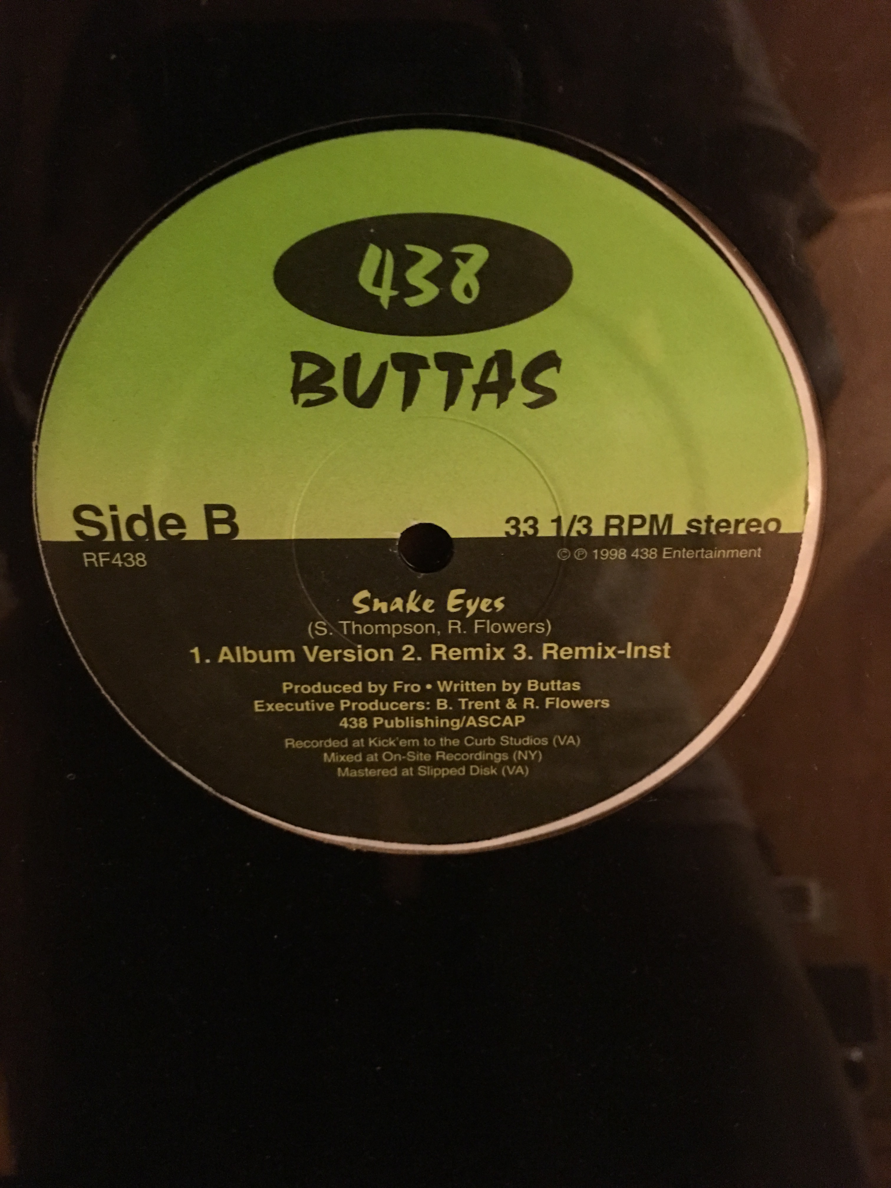 Buttas "Snake Eyes" backside "Diamonds and the Gold" release 1998.